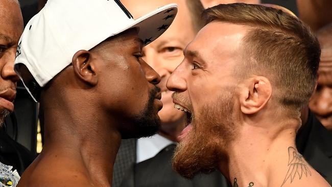 Floyd Mayweather and Conor McGregor face off.