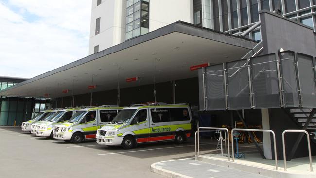 Ambulances outside the Gold Coast University Hospital. Picture: Mike Batterham.