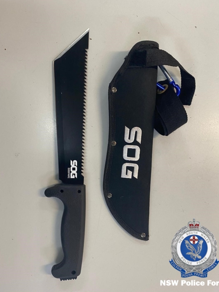 A serrated blade seized by police.