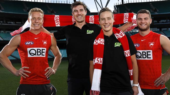 Pat Cummins is cheering on the Sydney Swans while the Australian team are in England. Picture: Phil Hillyard