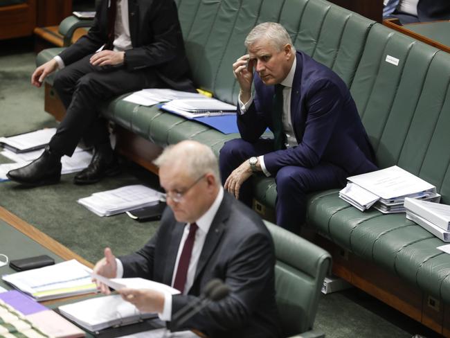 COVID-19 and social distancing have forced Deputy Prime Minister Michael McCormack to sit further away from the action. Picture: Sean Davey