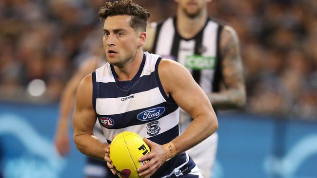 The Cats need Luke Dahlhaus to lift his pressure back to its early-season levels. Picture: Michael Klein.