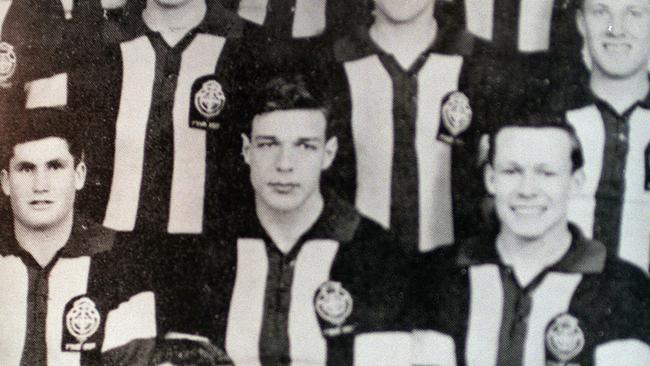 George Pell (seated front row, centre) playing football with St Patrick' Colleges First 18, premiers and champion side. 