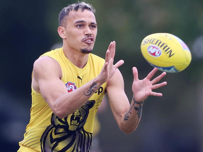 Richmond training at Metricon Stadium on the Gold Coast . 22/07/2020. Sydney Stack of the Tigers   at training today  . Pic: Michael Klein