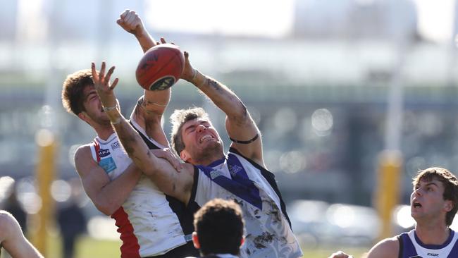 Joshua Steadman for Uni Blacks in the ruck.Picture: Stuart Milligan