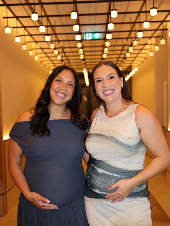 Shannon Mato and Evaniq Isaako at the Gold Coast Titans NRLW 2025 Season Launch at Isoletto The Star Gold Coast. Picture, Portia Large.