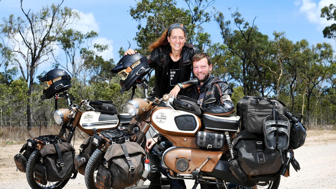 Time to Ride co-founders Bea HÅ¡benreich and Helmut Koch are riding their 50cc vintage Mopeds on the toughest tracks around Australia. Picture: Shae Beplate.