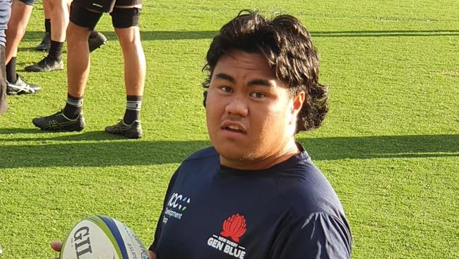 Young rugby player Douglas Roache playing fo the Gen Blues under 18s. Pic: Supplied