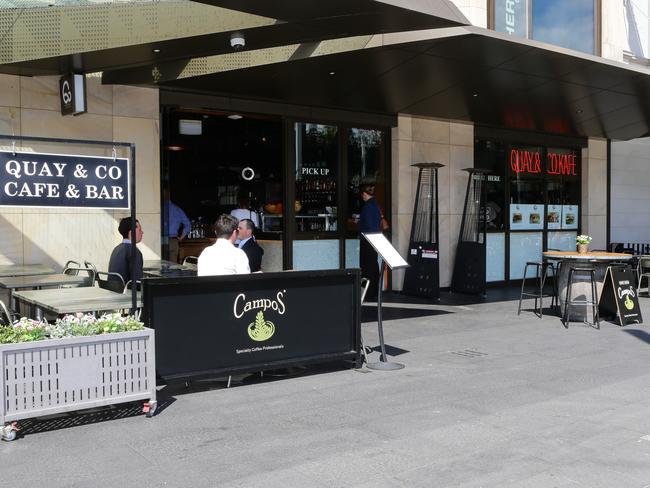 Quay and Co Cafe in Circular Quay is waiting on approval for 80 outdoor seats. Picture: Gaye Gerard