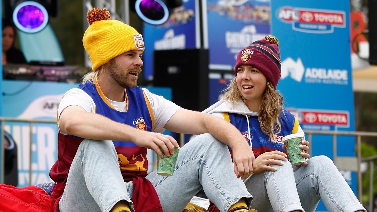 Footy fans soak up the action in SA for Saturday’s offering of Gather Round clashes. Picture: Michael Willson/AFL Photos via Getty Images