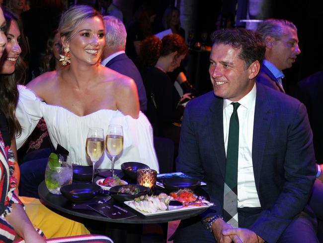 Karl Stefanovic and fiancee Jasmine Yarbrough attend the 2018 David Jones Autumn-Winter collection launch this week. Picture: AAP Image/Ben Rushton