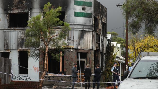 117 Probert Street, Newtown went up in flames earlier this week. Three people died, and police are still searching the rubble for bodies. Picture: John Grainger