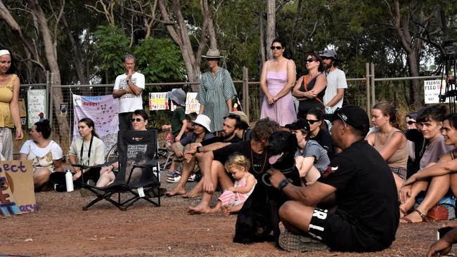 The vigil comes after weeks of lobbying and protests at the development site before plans to clear the land were initially paused until Monday. Picture: Sierra Haigh