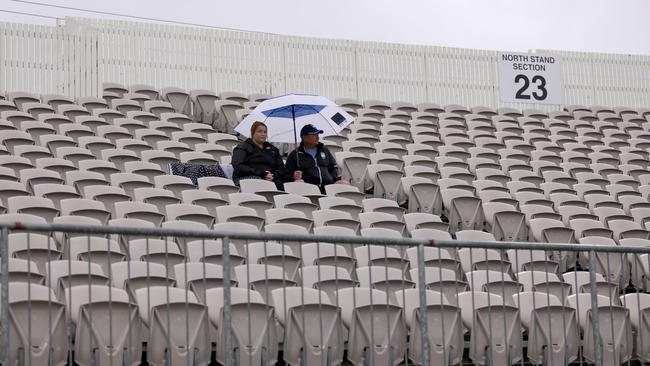 A sparsely populated stands as A-League fans brave the rain and the ongoing threat of the coronavirus outbreak <a capiid="4698c6c6ae056050eaf51a5f60c50d84" class="capi-link">during the match between Sydney FC and the Perth Glory</a>. Picture: Getty Images