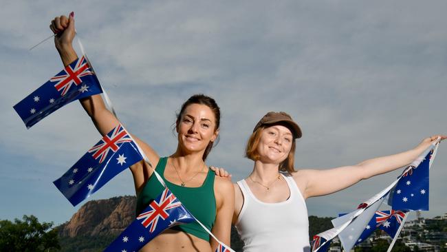 Amy Savage and Mara Emmerling can't wait for the Aussie Day Fun Run at Jezzine Barracks and for other Australia Day activities along the Strand. Picture: Evan Morgan