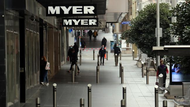 Bourke St mall during lockdown. Picture: Alex Coppel