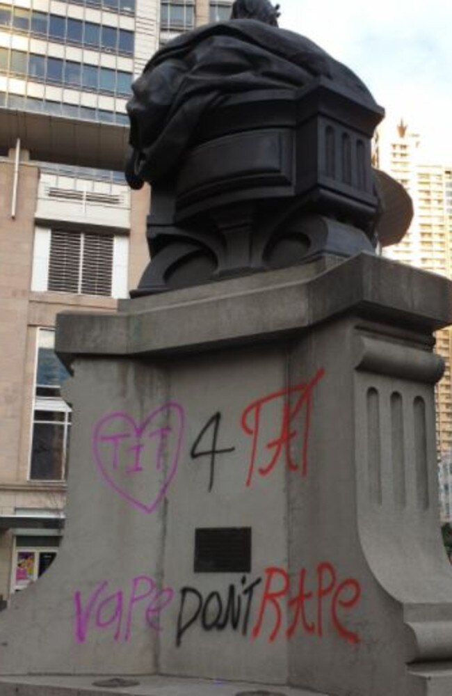The Queen Victoria Statue was defaced outside the Queen Victoria Building in the CBD.