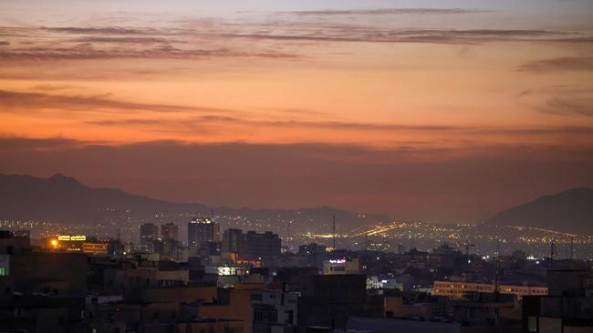 Part of the city skyline is pictured at dawn after several explosions were heard in Tehran. Picture: AFP