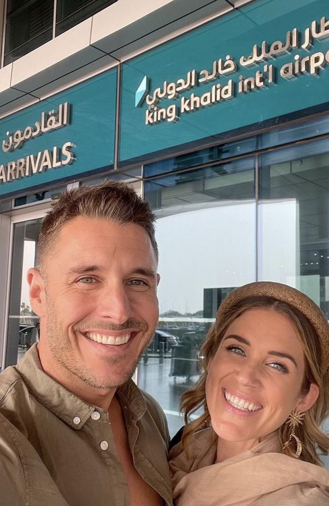 Georgia Love and Lee Elliott in since deleted photographs from Saudi Arabia. Picture: Instagram/georgiealove