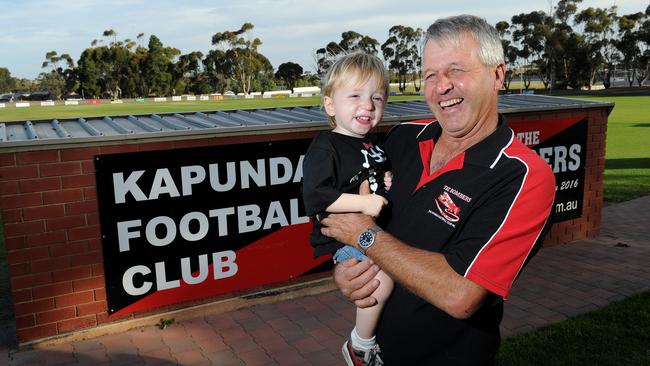 Richi Mickan and his grandson Abraham Schupelius. Picture: Mark Brake