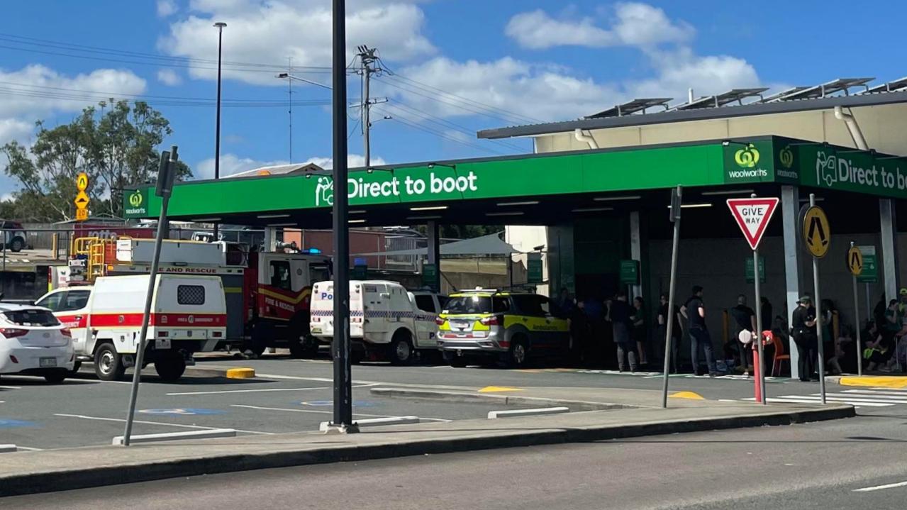 Emergency Services parked outside Woolworths Gympie by the click and collect.