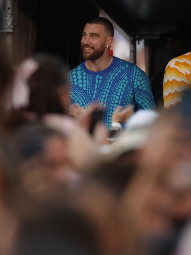 NFL star Travis Kelce watching Taylor Swift performing at Accor Stadium. Picture: Richard Dobson