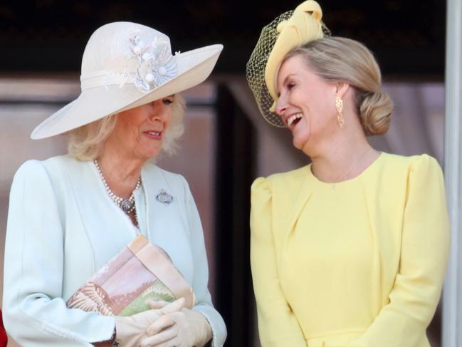 Queen Camilla and Sophie, Duchess of Edinburgh share a laugh. Picture: Getty