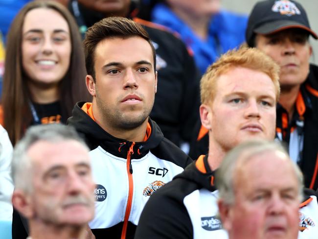 Luke Brooks watches on from the stands during the game against the Parramatta Eels.