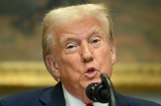 US President Donald Trump speaks in the Roosevelt Room at the White House on January 21, 2025, in Washington, DC.