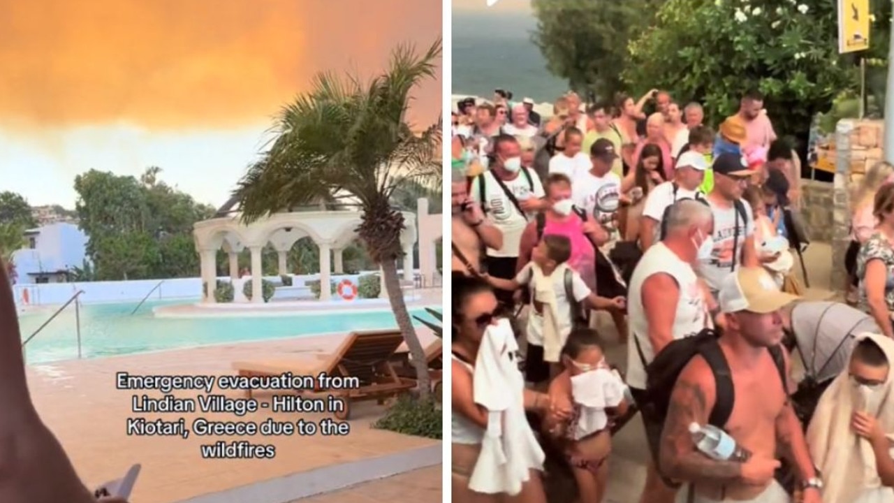 Insane footage of guests fleeing hotels amid wildfires in Rhodes, Greece,