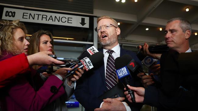 ABC Editorial Director, Craig McMurtrie updates the media during the raids. Picture: John Feder