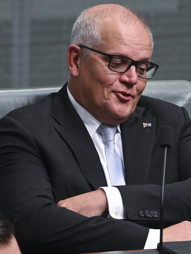 Former PM Scott Morrison during Question Time. Picture: Martin Ollman