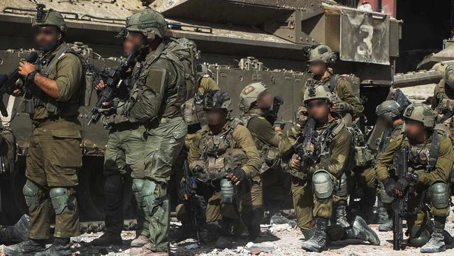 Members of Israel’s 401st IDF Brigade operating near the Al Quds University in Gaza. Picture: X / Twitter