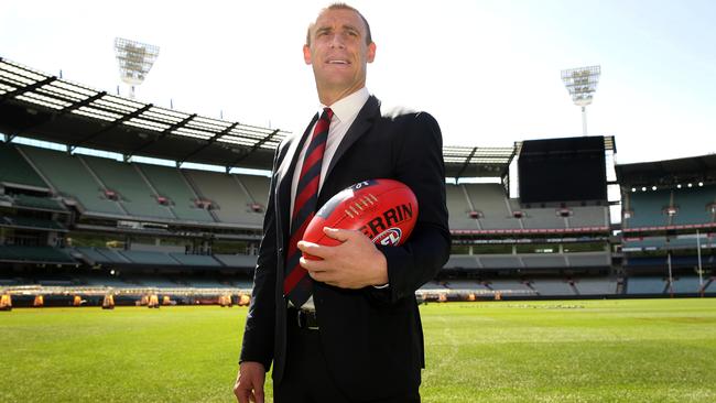 Simon Goodwin is officially announced as Melbourne’s new coach. Picture: Norm Oorloff