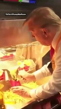 Trump works the fryer at McDonald's