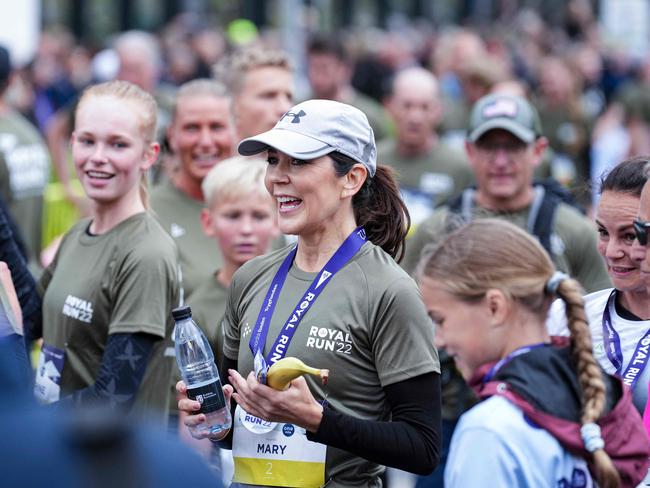 Danish Crown Princess Mary attends the Royal Run in Kolding, Monday June 6, 2022. Picture: Ritzau Scanpix/AFP