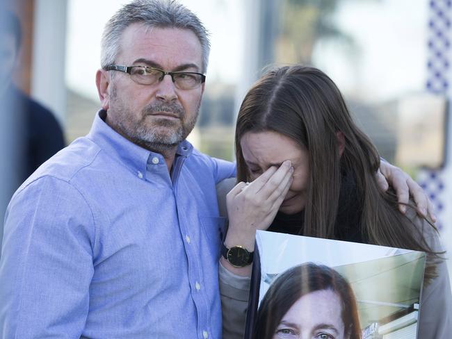 Borce and Sarah at a public appeal for information on Karen. Picture: Sarah Matray