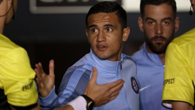 Tim Cahill of Melbourne City prepares to enter the field. (Photo by Robert Cianflone/Getty Images)