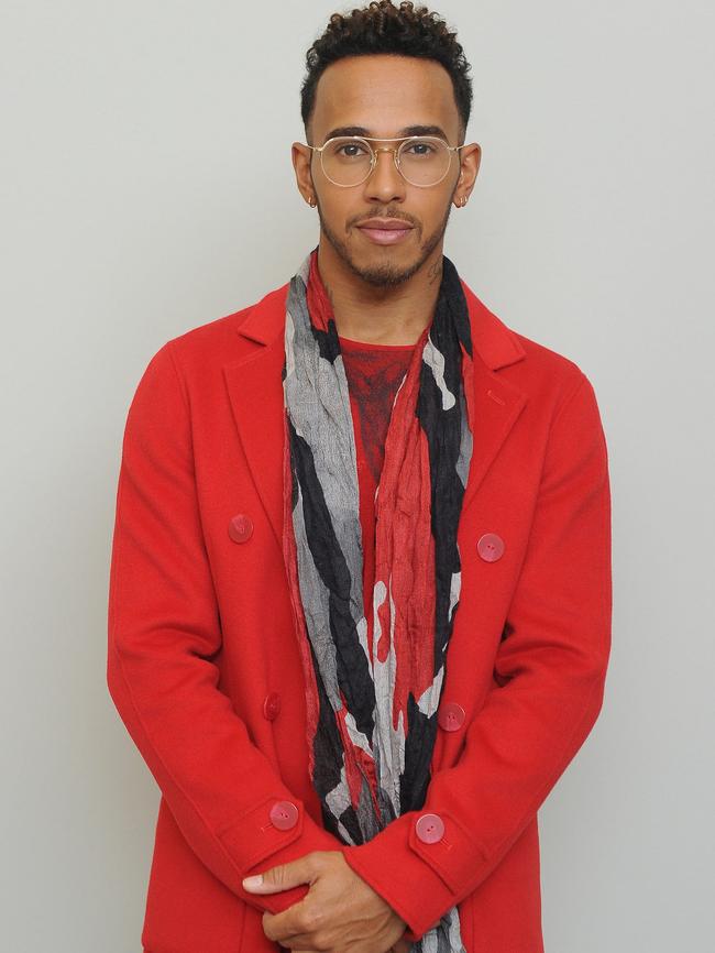 Lewis Hamilton in the Emporio Armani Autumn Winter collection. Picture: Supplied