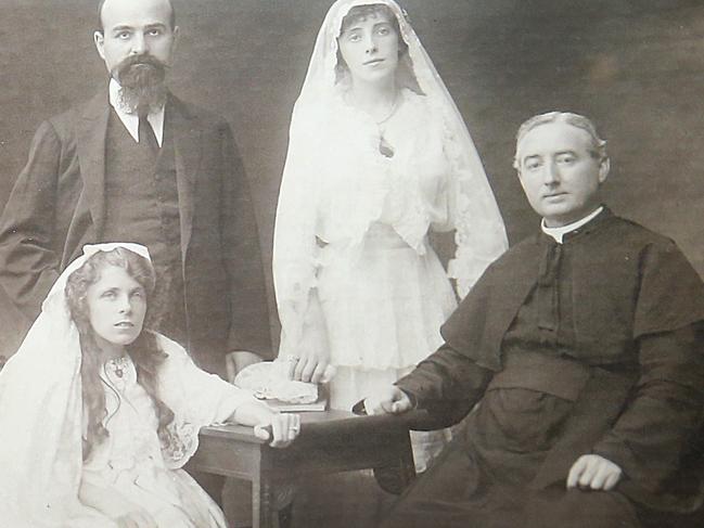 Eileen O'Connor (seated) with Signor Vincenzo Sacconi, Miss Kilgalin and Father Patrick White. Picture: Supplied