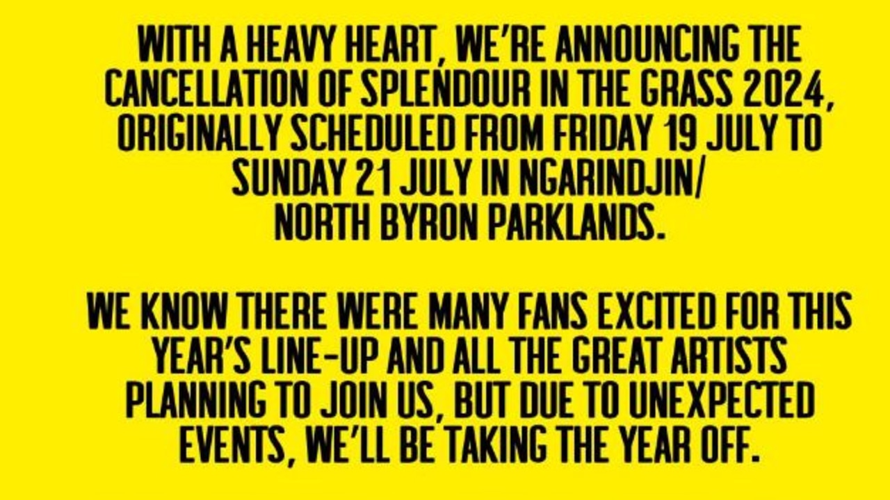 Splendour in the Grass promoters have officially confirmed the news online. Picture: Instagram