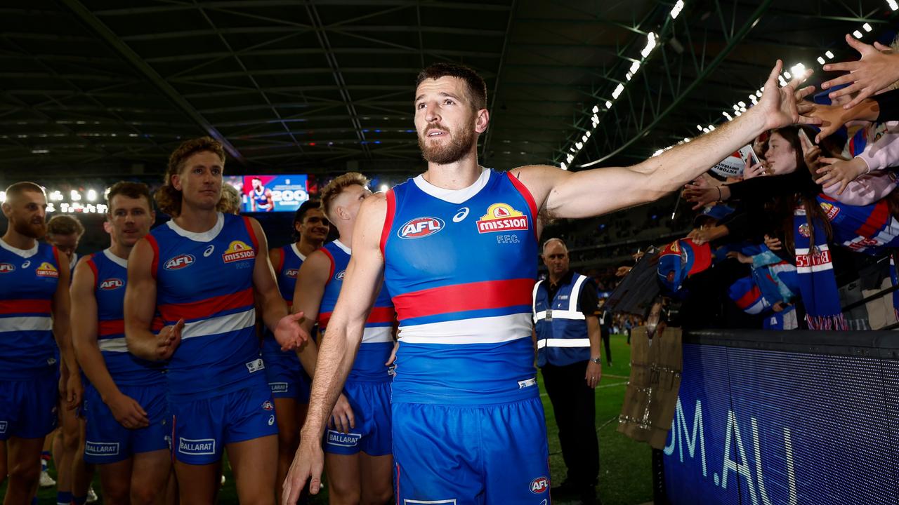 The Bulldogs celebrated the Bont’s 200th in style. (Photo by Michael Willson/AFL Photos via Getty Images)