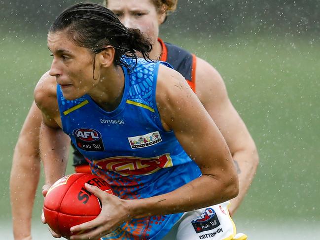 Former St Mary’s star Jasmyn Hewett is expecting plenty of improvement from her Suns outfit against Richmond today. Picture: BRENDON THORNE/AAP IMAGE