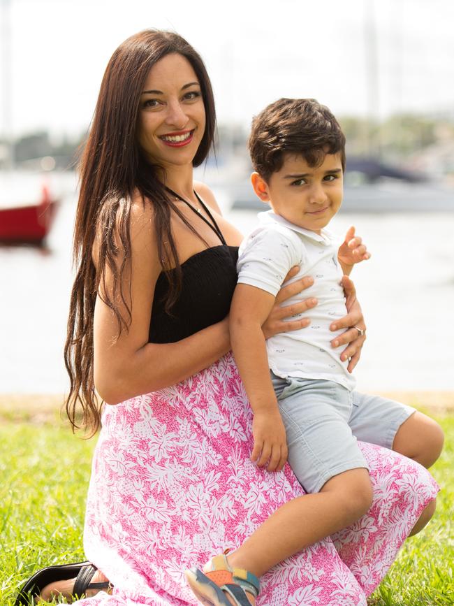 Single mother Marleen Mour-Kariotoglou, 35, with son Emmanuel, 3. Picture: Michael Bilbe-Taylor / The Australian