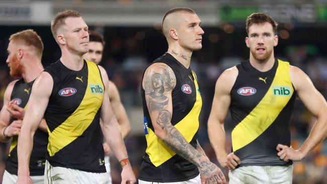 Dustin Martin couldn’t get the Tigers over the line. Picture: Michael Willson/AFL Photos via Getty Images