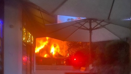 A fire started in the roof of a Eumundi cafe before destroying the property on Wednesday morning. Picture: Len Bevitt