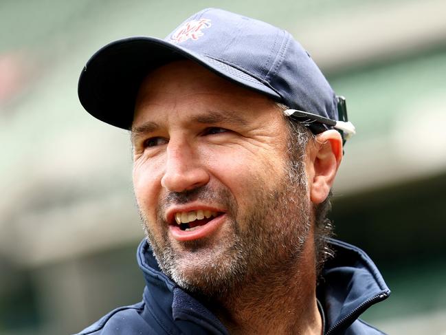 MELBOURNE, AUSTRALIA - DECEMBER 23: MCG Head Curator Matt Page speaks to the media ahead of an Australia Men's Test Squad training session at Melbourne Cricket Ground on December 23, 2024 in Melbourne, Australia. (Photo by Josh Chadwick/Getty Images)