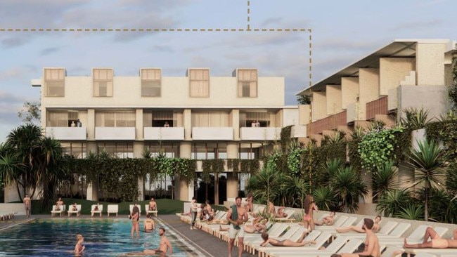 A new layout proposed for The Calile Noosa would involve the relocation of the resort’s restaurants and bars to centre around the swimming pool.