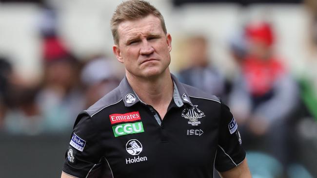 Nathan Buckley at the MCG on Saturday. Picture: Alex Coppel