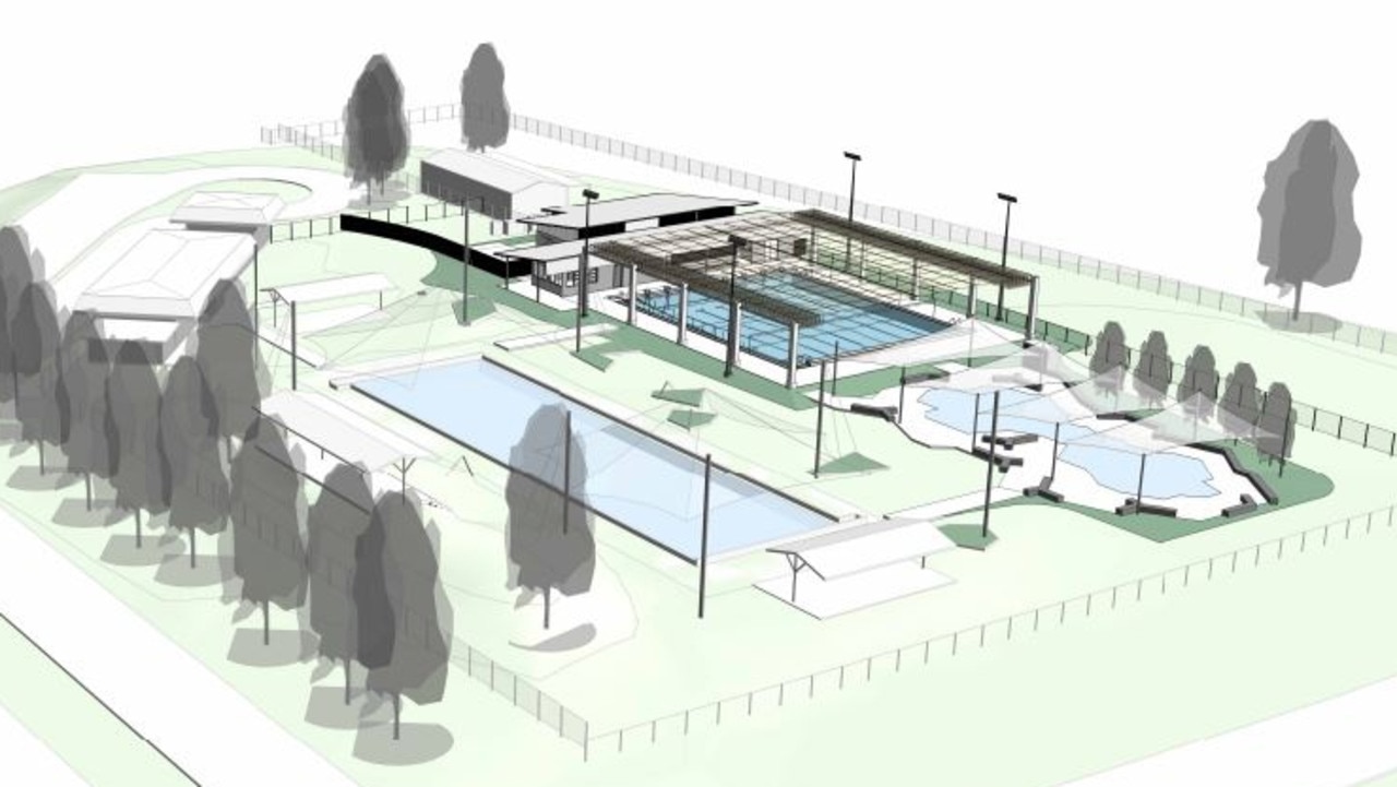 Plans illustrating Katherine Town Council's proposed $10m redevelopment of the Katherine Aquatic Centre, which closed to the public in March due to infrastructure failure. Picture: Liquid Blu